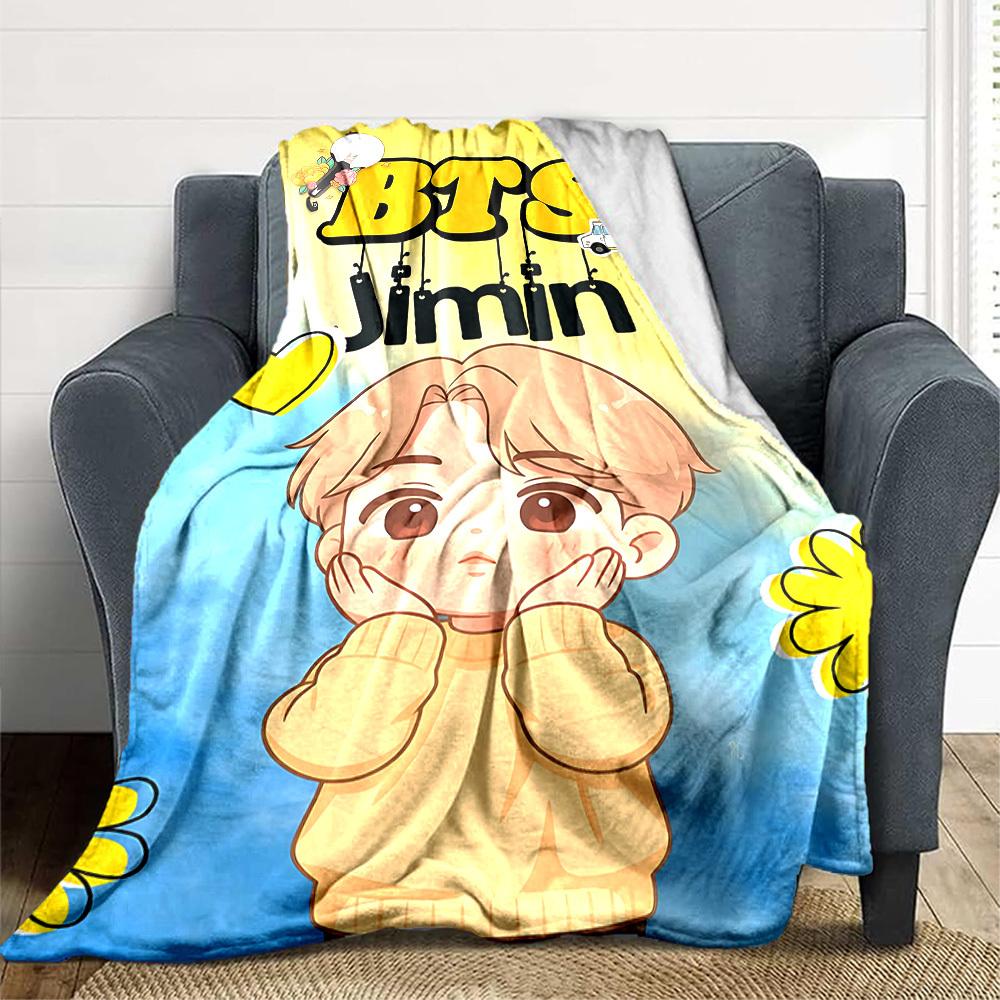 

1pc , K Pop Flannel Blanket [Cozy Throw Blanket] For Sofa, Bed, Travel, Camping, Livingroom, Office, Couch, Chair, And Bed 80x120cm