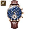 OLEVS 6658 Original Brand Automatic Watch for Men Hollow Out Noctiucent Skeleton Top Luxury Fashion Moon Phase Men's Wristwatch