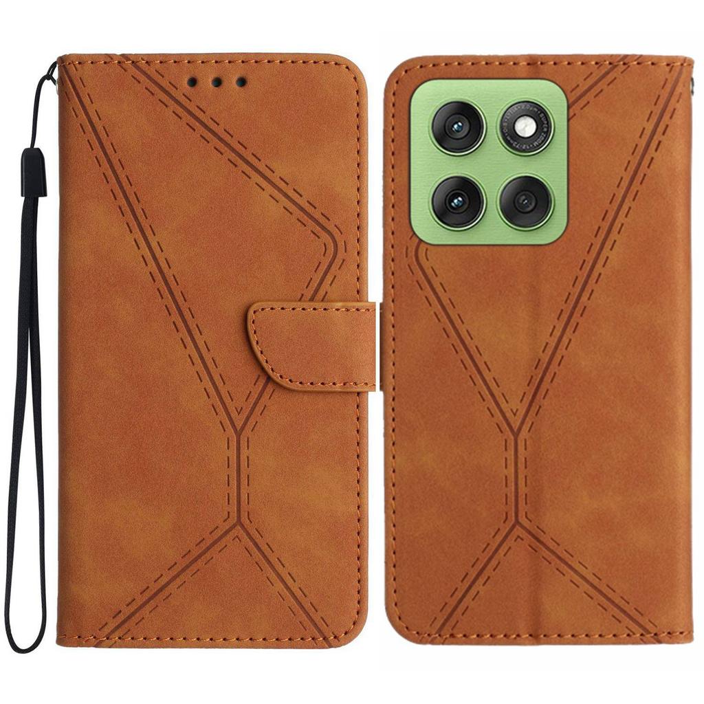 For Motorola Edge 60 5G/60 Fusion 5G Case Skin Touch Lines Imprinted PU Leather Flip Phone Cover