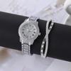 Full Diamond Roman Literary Steel Belt Watch Female Gypsy Temperament Business Quartz Watch Hip Hop Wind Full Diamond Bracelet Set