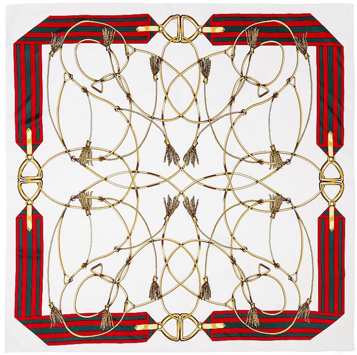 New Silk Scarf Women Euro Chain Print Square Scarves High Quality Neckerchief 130*130cm Gift Fashion Large Shawls Wraps