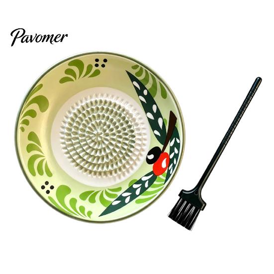 Gadget da Cucina in Ceramica Resistente Grattugia Aglio Zenzero, Piatto Trituratore Manuale 2-in-1 per Cucinare, Base Grattugia Verdure Piatta Portatile Facile da Pulire