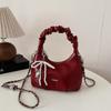 Premium red bag women's new versatile chain messenger bag exquisite pleated handbag