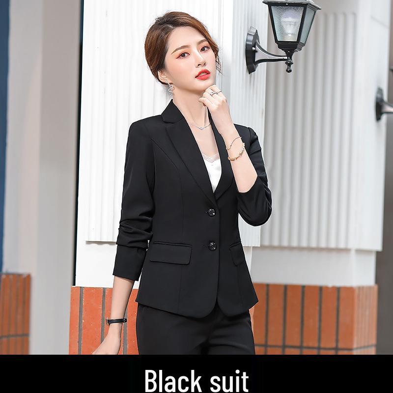 Women's Formal Business Interview Suit - Black Slim Fit Blazer and Pants Set