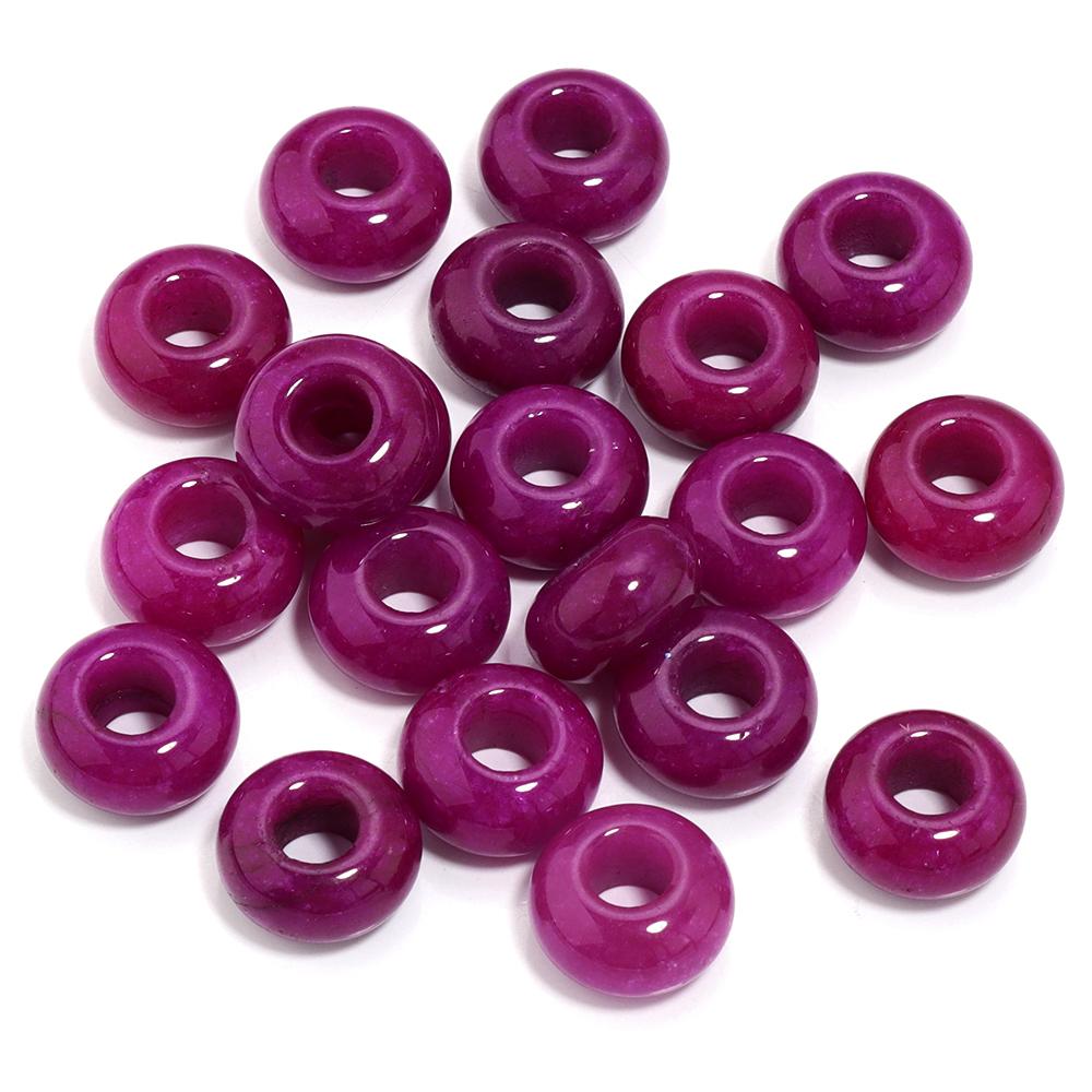 6pcs 14x8mm Natural Stone Beads Amethyst Tiger Eye Agate Jade Abacus Shape Big Hole Loose Beads for Jewelry Making DIY Bracelets