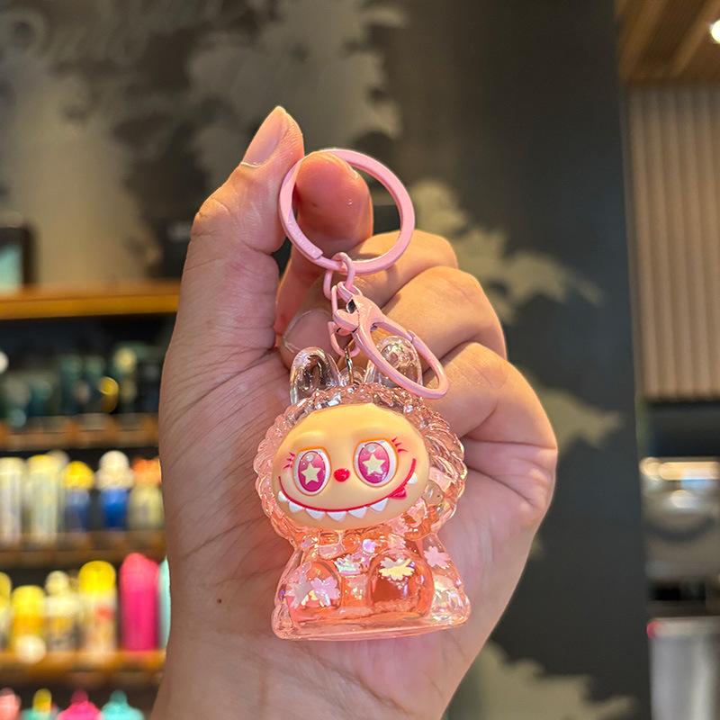 Crystal Oil Labubu Drift Bottle Keychain Pendant Key Chain Boys and Girls Children's Gifts