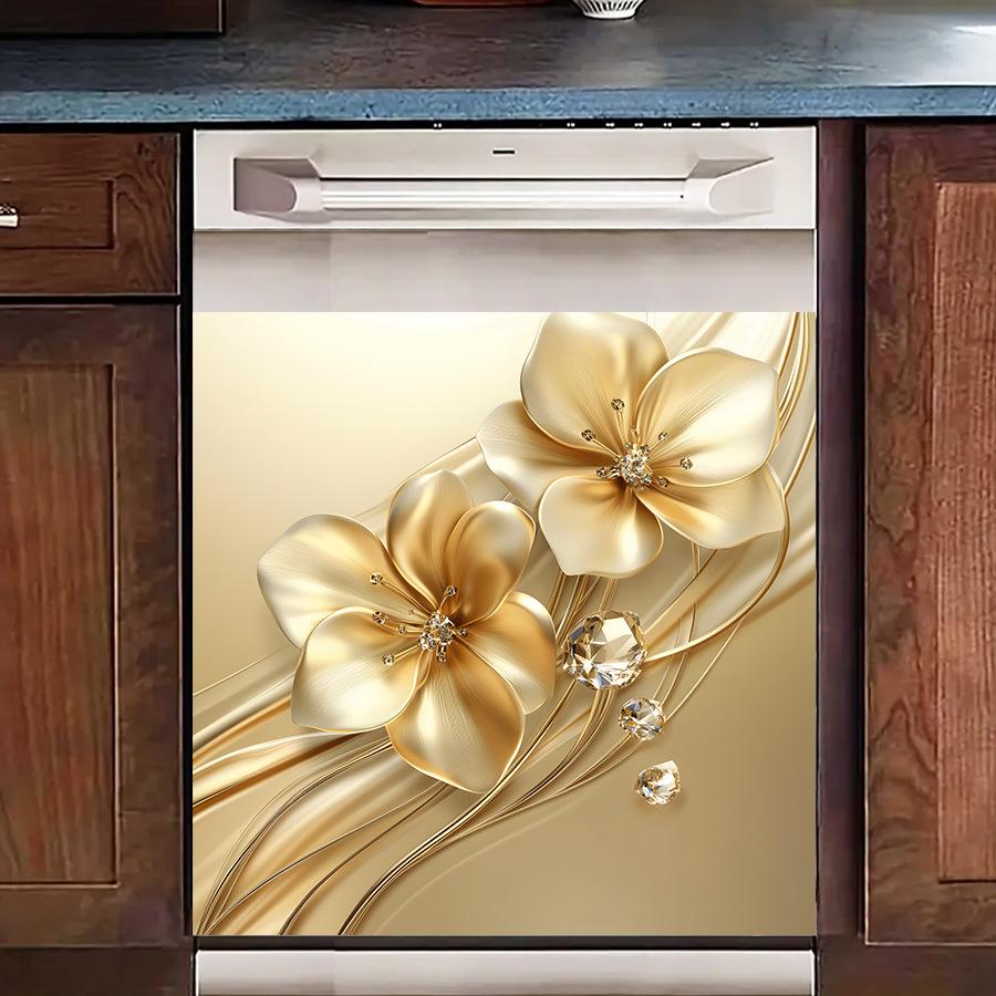 Adesivo Decorativo Strass Design Floreale Argentato Autoadesivo Impermeabile Frigorifero Lavastoviglie Decorazioni Cucina Moderno