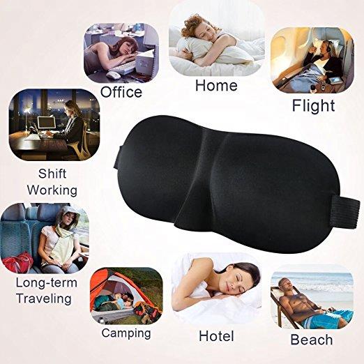 Custom Logo Comfortable Breathable 3D Contoured Foam Eyemask 100% Blackout Eye Mask for Sleeping with Adjustable Strap