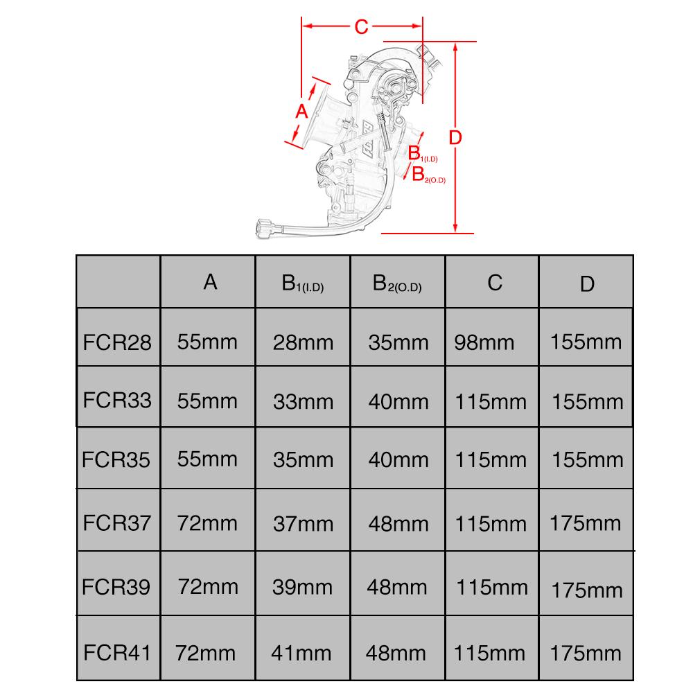 ZSDTRP Original 28 33 35 37 39 40 41mm Flatslide Carburetor FCR39 for XR DR400 CRF450/650 KLX400/450 YZ450F Add Power 30%