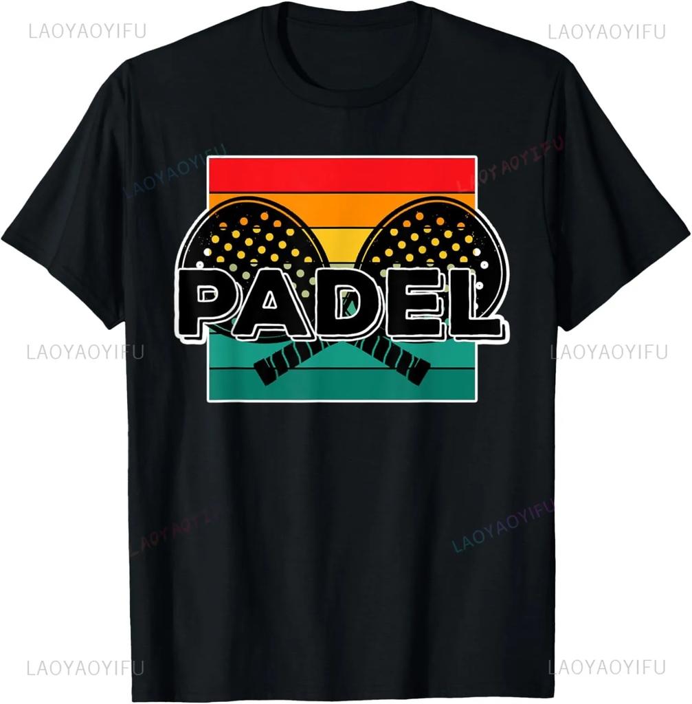 Padel Paddle Tennis Racquet Ball Vintage Colors T-Shirt  Casual Sports Street Couple Clothes  Streetwear  Mens T Shirts
