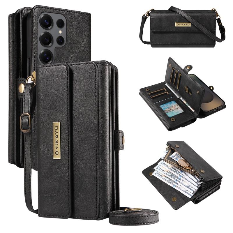 

Lanyard Multi Card Zip Wallet Leather Phone Case for Samsung Galaxy S25 Edge S24 Ultra S23 Plus S22 S21 S20 S10 Note 20 10 Cover Galaxy S25