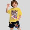 One Piece Children's Polyester Short-Sleeved Shorts Set with Cartoon Print - Boys' Sports Shirt for Summer T-Shirt Set of 2 Pieces