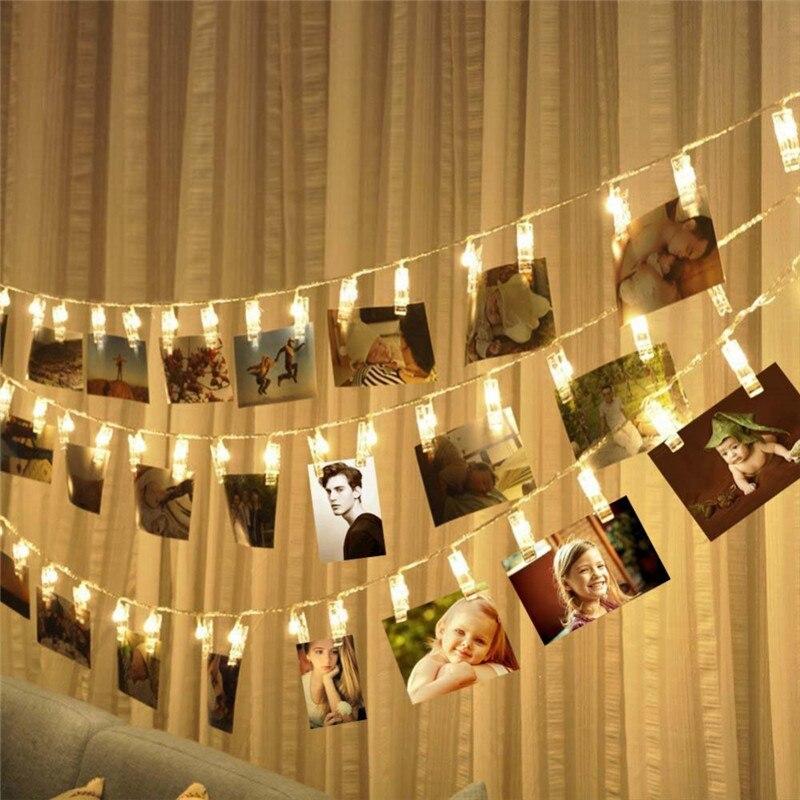 Garland Card Photo Clip String Lights 1.5M 10LEDS Led Fairy Light Bedroom DIY Clothespin Shapes Battery Decoration Lamp