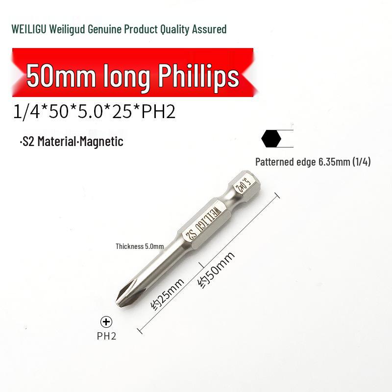 

Weiligu Phillips Head Air Screwdriver Bits, S2 Steel, 1/4 Inch Electric, Magnetic, Rustproof, Extended Electroplated Tips