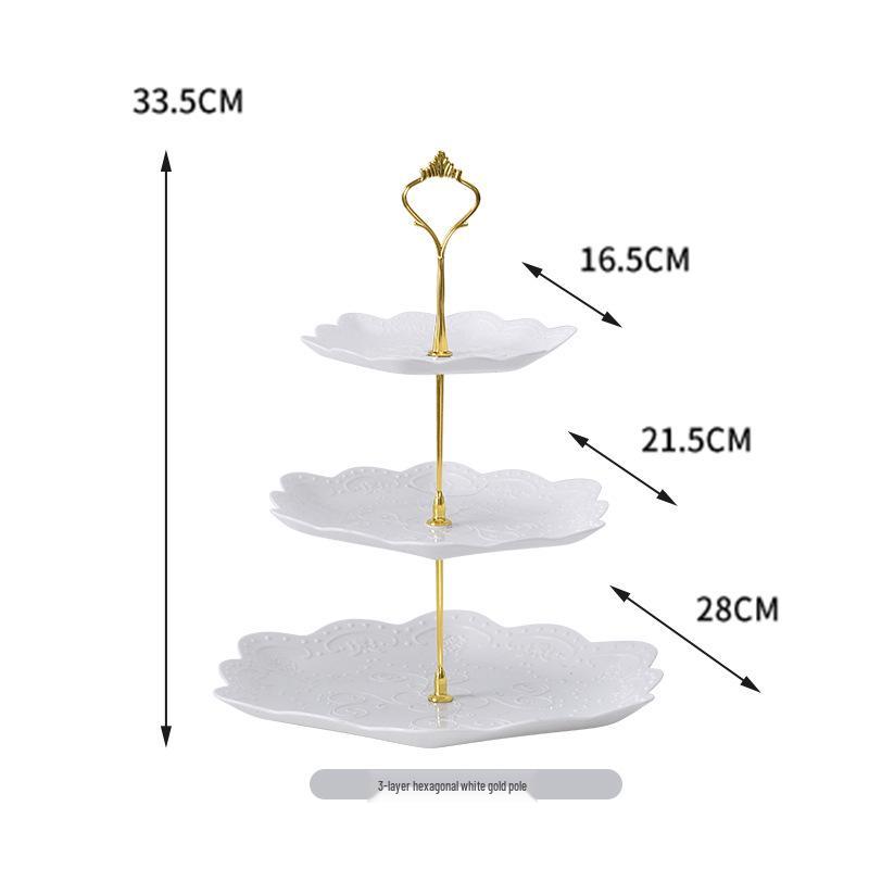 Trzypoziomowy europejski stojak na ciasto do popołudniowej herbaty - Kreatywna wielowarstwowa plastikowa taca na desery i talerz na owoce