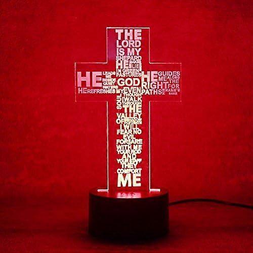 3D Jesus God Cross Night Light Lamp Illusion Lights 7 Color Changing Touch Switch Table Desk Decoration Lamps