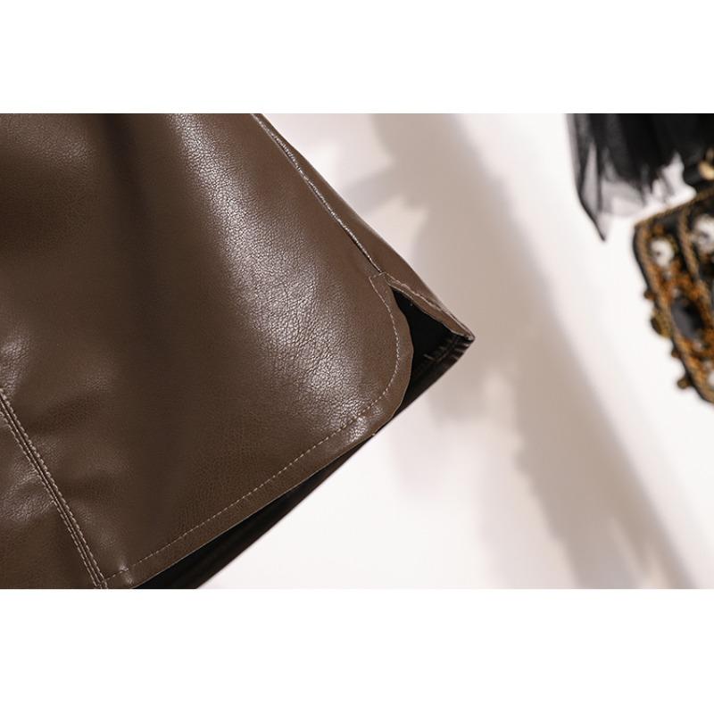 DIMANAF 2024 Plus Size Autumn Winter Shorts Women A-Line New PU Leather Casual Soft Wide Leg Pants Loose Short Pants