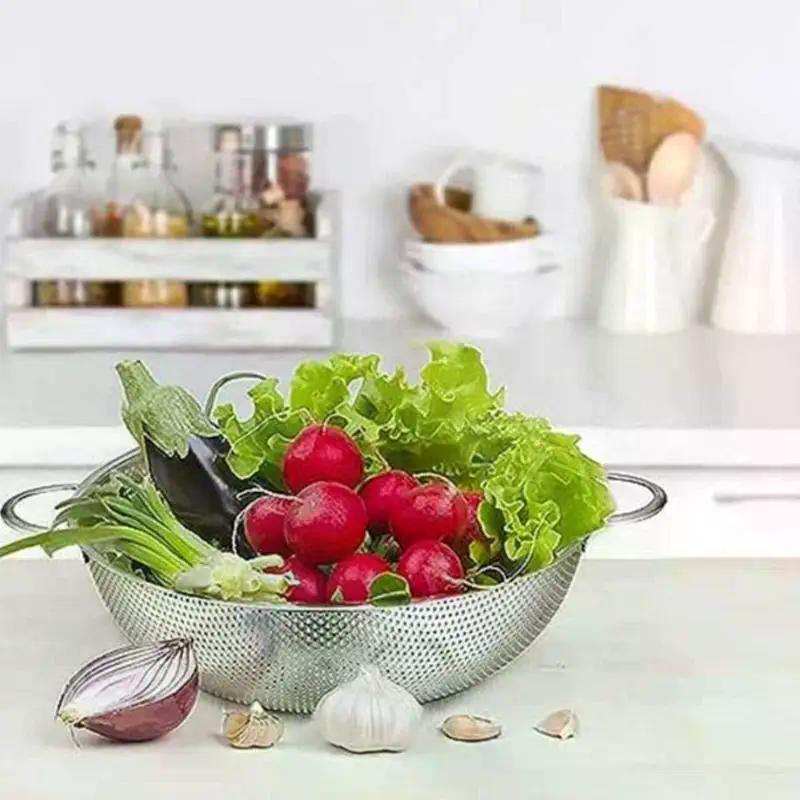 1Pcs Stainless Steel Kitchen Hole Dense Mesh Sifter Colander Strainer Sieve Baskets