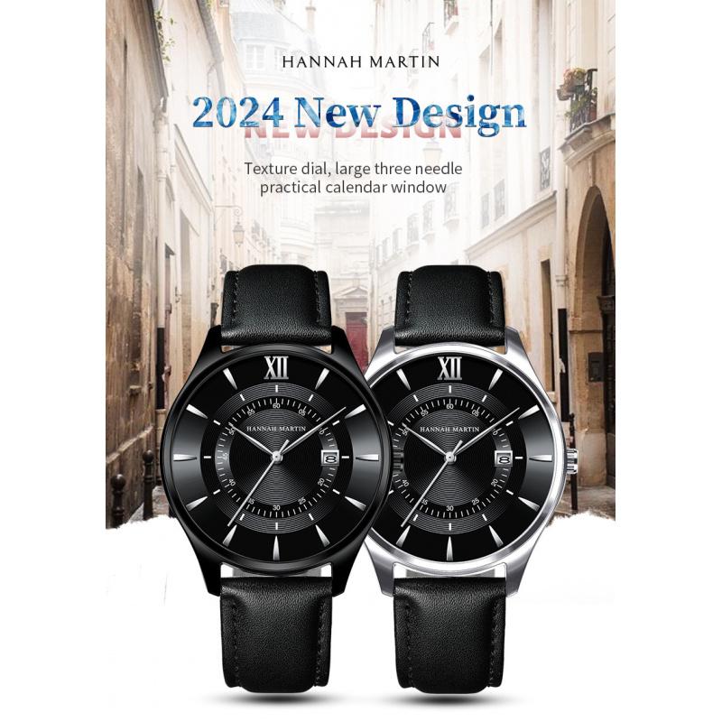 Neue Doppelskalen-Kalenderuhr Herren Casual Business Wasserdichte Quarzuhr