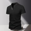 Summer Men Short Sleeve V Collar Fashion Pure Color T Shirt 100% Polyester High Elasticity