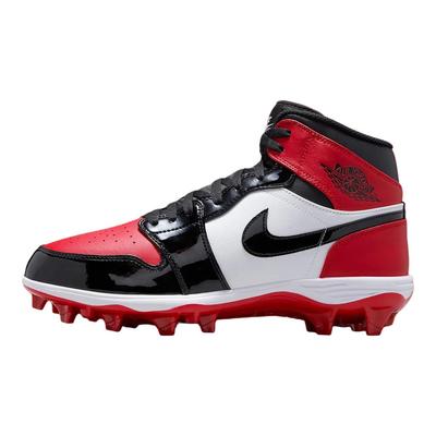 Ghete de fotbal american Air 1 Mid TD Bred Toe pentru bărbați, roșu de sală, alb, negru FJ6805-601