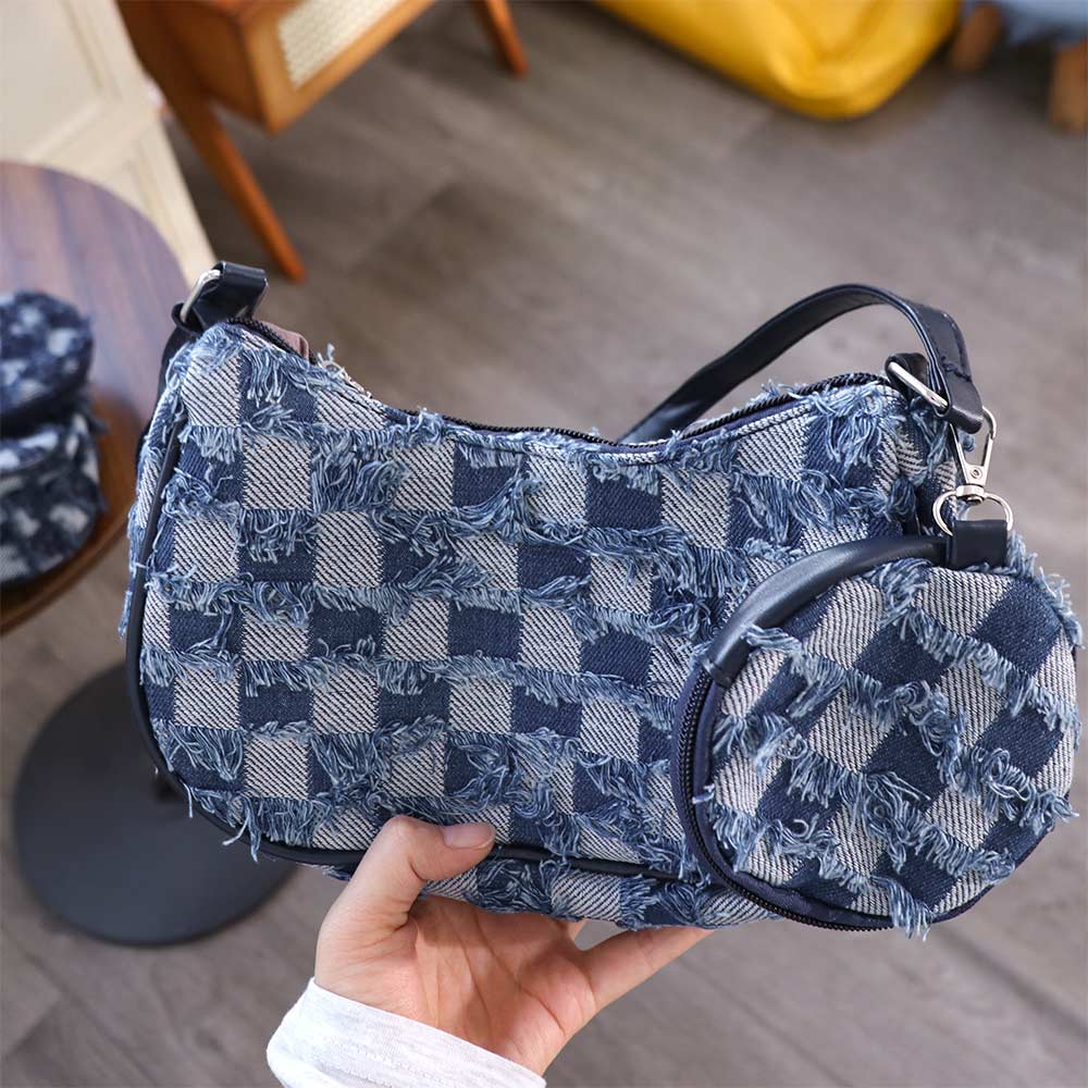 Tassels Denim Underarm Bag New Design Women's Handbag Fashion Single Shoulder Bag  Female