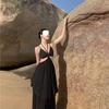 French Chic Irregular Cut-out Slimming Camisole Dress for Women - Perfect for Sanya Beach Vacation Photos