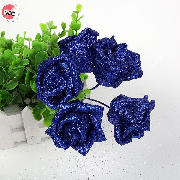 Changyi Glitter Rose Artificial Flower Head - PE Foam Simulation Rose