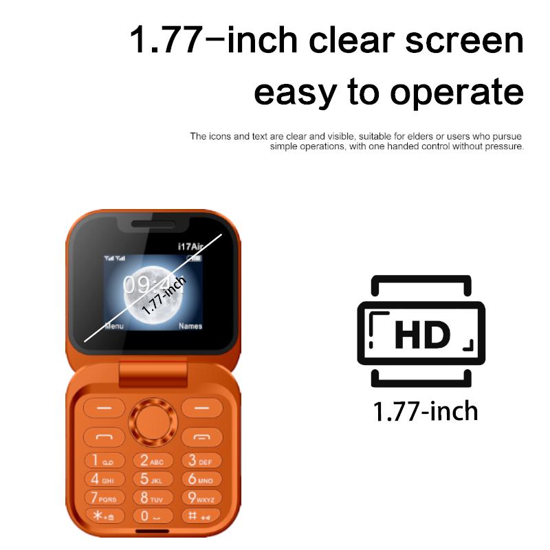 I17 Air Mini Flip Mobile Phone Dual SIM 1.77" Screen Bluetooth Dial Magic Sound FM Radio Torch 2G GSM Small Fold Cellphone