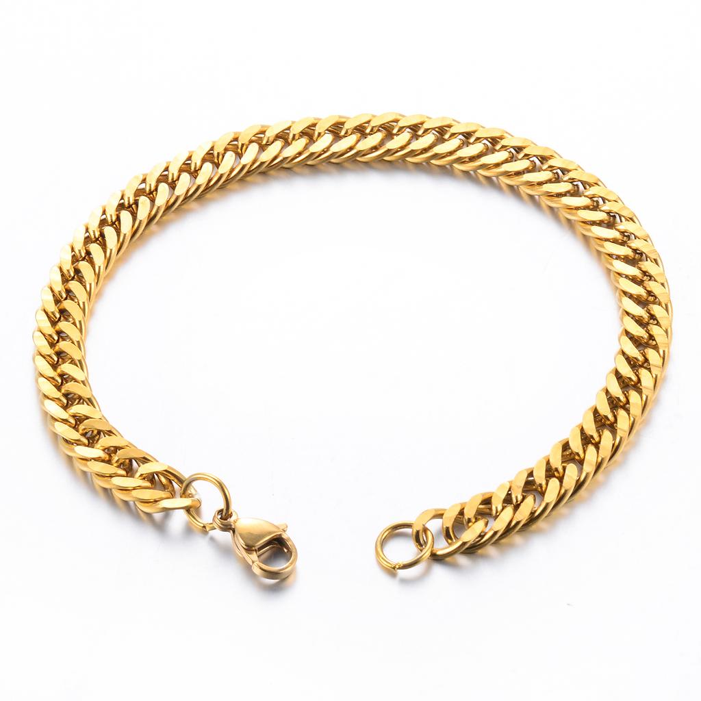 Men‘s Fashion Hiphop Cuban Chain Men Bracelet Stainless Steel 4.8/5.8/6.6/9.2mm Width Bracelets Figaro Link Chain Boy Jewelry