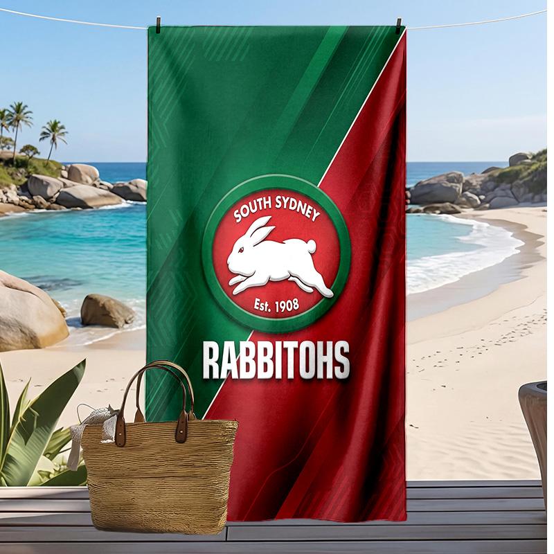 South Sydney Rabbitohs Strandtuch Druck Weich Tragbar Schnell?Trockenes Handtuch für Pool Sommerurlaub Outdoor Sport