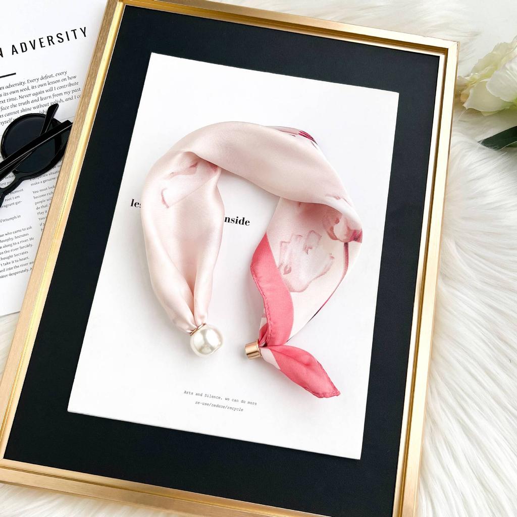 Silk scarf women's new matching shirt spring and autumn long strip scarf neck polka dot mother's high-end magnetic buckle