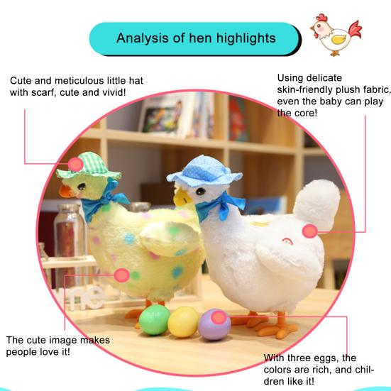 Hen Laying Eggs Toy Vivid Expression Vibrant Color Kids Toy Lays Egg Hen Toy with Music for Kids