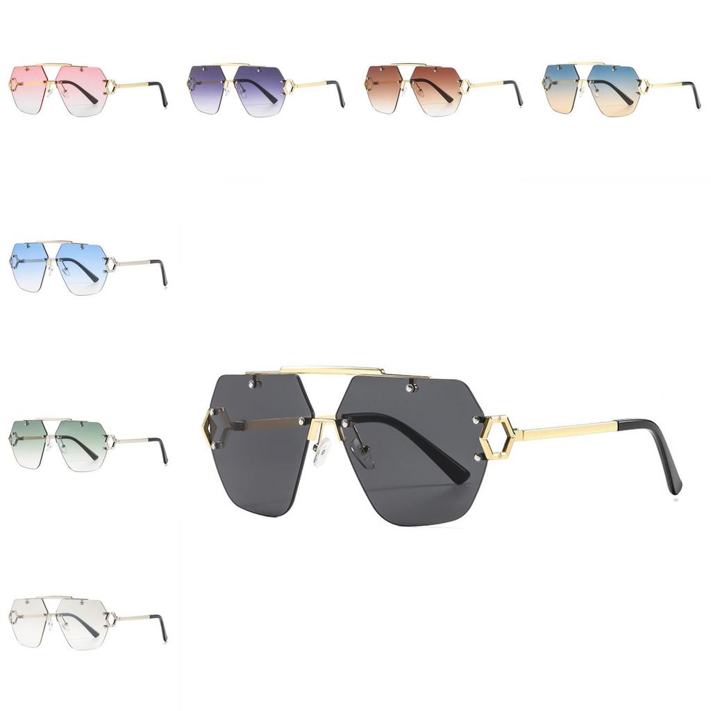 Frameless Polygon Womens Sunglasses With Gradient Lenses For Outdoor Fashion And Sun Protection
