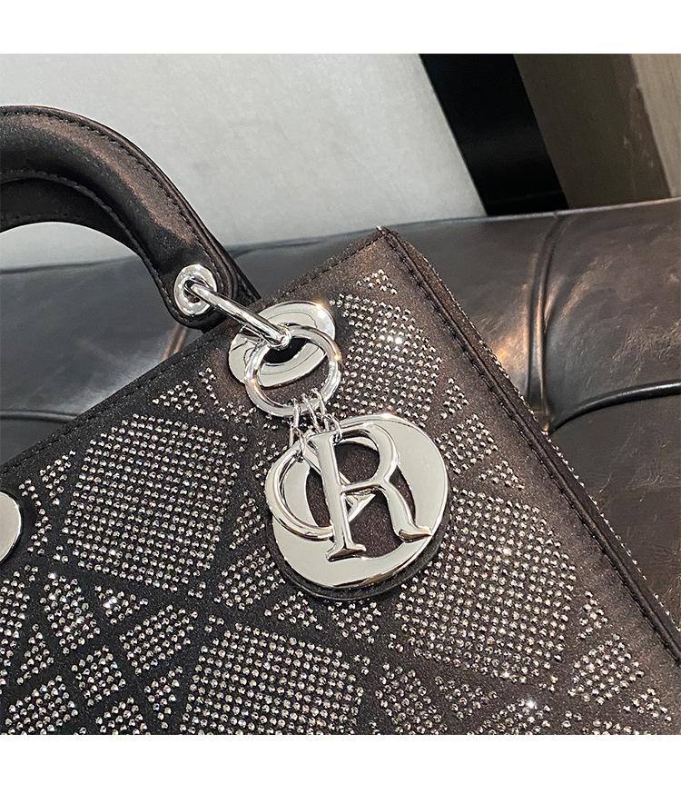 Rhinestone Light Luxury Women's 2025 Princess Diana Handheld Crossbody Shoulder Bag - Exquisite Small Square Design