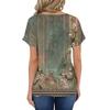 Camicetta estiva da donna con stampa casual e scollo a V e maniche corte