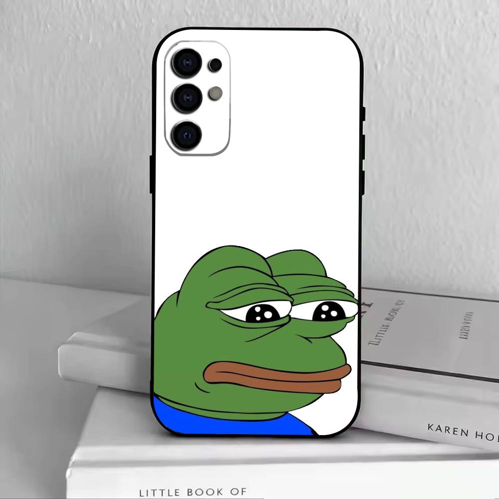 Funny Sad Frog pepe M-meme Phone Case For Samsung S25,S24,S21,S22,S23,S30,Ultra,S20,Plus,Fe,Soft Silicone Black Cover