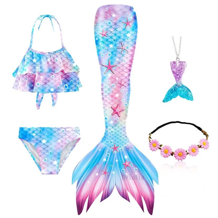 Dívky Ocas mořské panny do bazénu Plavky s ocasem mořské panny Bikini Plavky Halloweenský kostým Cosplay Lze přidat monoploutev