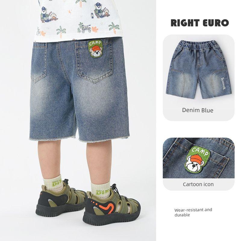 Boys  Denim Shorts 2025 Summer New Style Toddler Summer Wear Boys  Summer Style Children s Clothing Mid-Length Thin Shorts Cowboy Blue 130