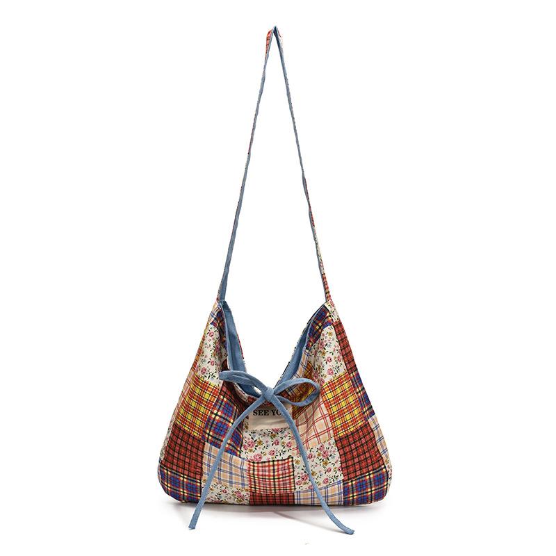 

Весенне-летняя новая ленивая этническая лоскутная сумка-тоут большой вместимости, легкая, повседневная, с литературным оттенком, на одно плечо, кроссбоди, женская сумка