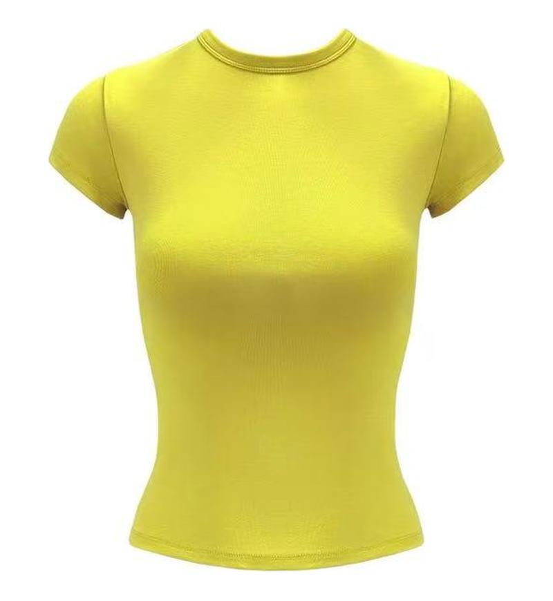 

Korean Style Mermaid Waist-Cinching Women s Slim T-Shirt Summer Short Sleeve Bodycon Top Extra Small