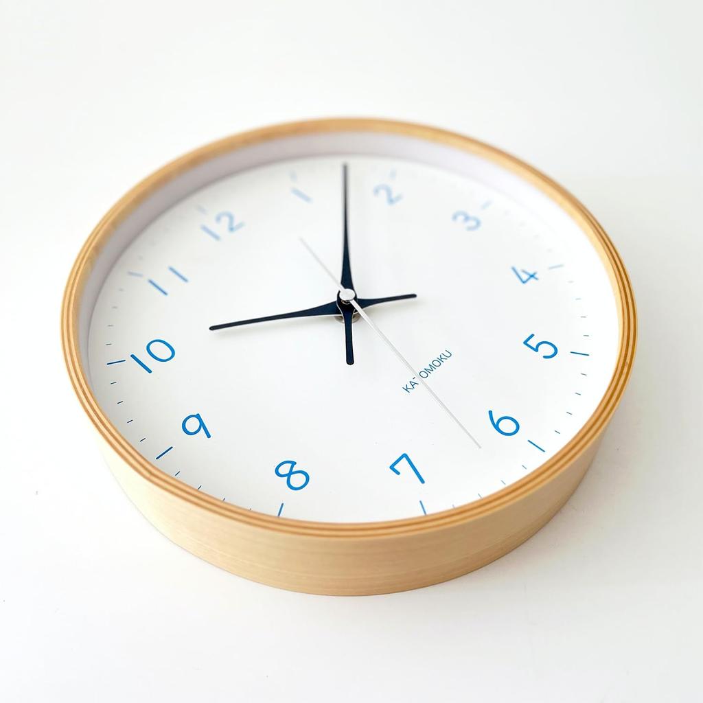 KATOMOKU Sperrholzuhr 22 hellblau Wanduhr schleichender Sekundenzeiger Durchmesser Radio km-121LBRCS 25,2cm (SKP-Uhr)