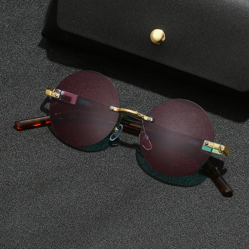 Stylish Leopard Design Black Shades Women Retro Metal Round Decor Sunglasses Fashion Brand Beach Sun Glasses for Ladies