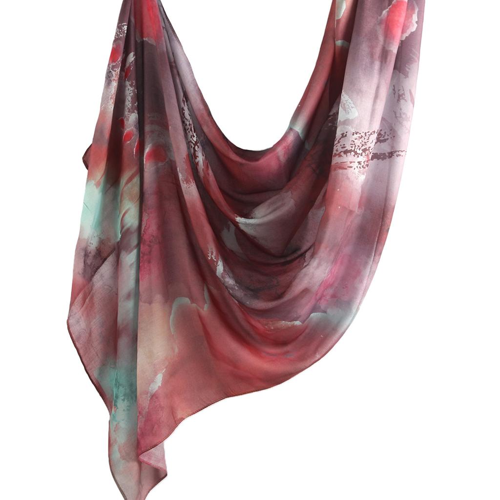 Aquarell Blume Viskose Hijab Schal Atmungsaktiv Weich Lang Mode Schals Kopftuch Paisley Muster Muslimische Hijabs Für Frauen