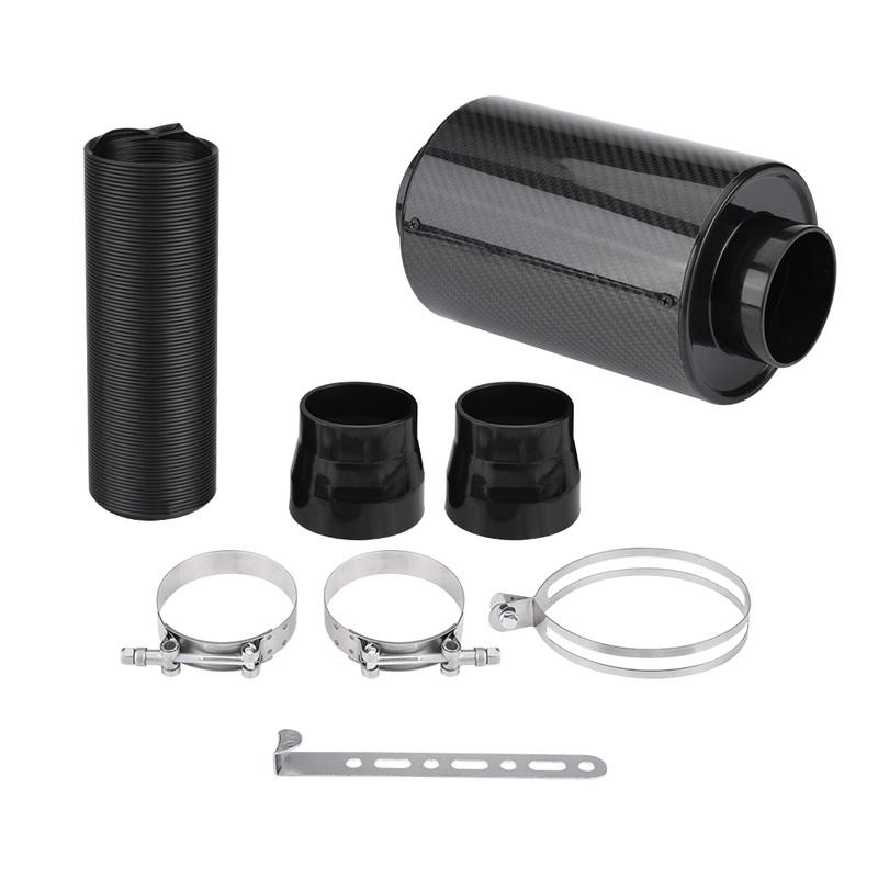 76mm 3" Universal Carbon Fiber Induction Filter Box Cold Air Intake System W/ Intake Hose Cold Air Intake System Intake Hose