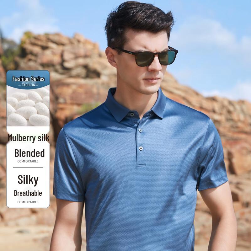 Мужская жаккардовая рубашка-поло из смесовой ткани с триацетатом и шелком XL