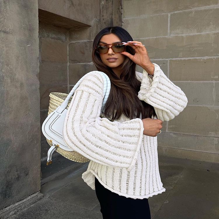 Damen Baumwolle & Leinen Freizeitpullover - Europäisch & Amerikanisch Herbst/Winter Lockerer Mode-Top