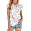Women's Fashion Casual Basic Floral Textured Round Neck T-Shirt Vest Top