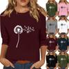 Women's Fashionable Casual Three Quarter Sleeve Printed Collar Pullover Top