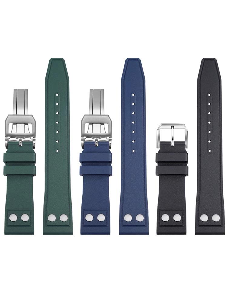 20mm 21mm 22mm Natur Weich Fluorkautschuk FKM Gummi Uhrenarmband Für IWC Armband Big Pilot Portofino TOP GUN Uhrenarmband Mit Niete